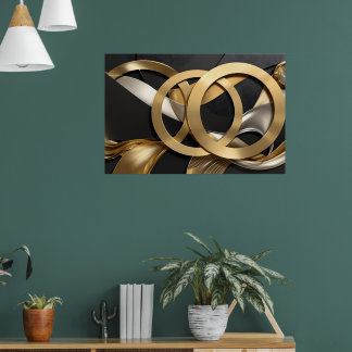 Poster Anneaux d'or Art Abstrait - Design moderne de luxe
