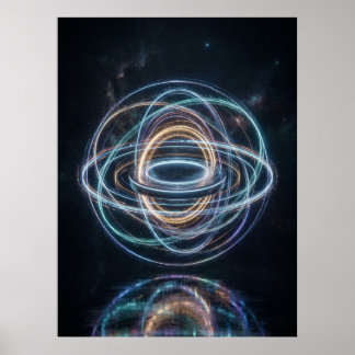 Poster Anneaux orbitaux néon abstraits de l'espace