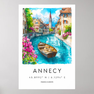 Poster Annecy aquarelle vintage voyage parc national de s