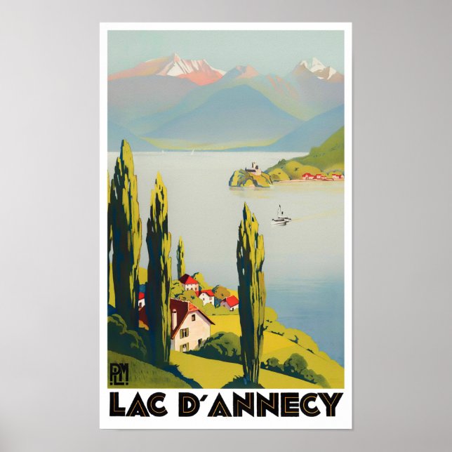 Poster Annecy lac France voyage vintage (Devant)