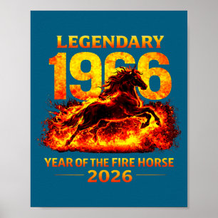 Poster Année 1966 Cheval de feu 60e anniversaire