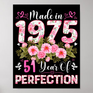 Poster Année 51 Vieille 1975 Florale 51ème