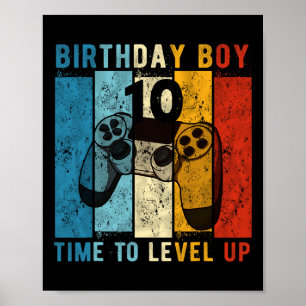 Poster Année Anniversaire Garçon 10 fois à niveau jusqu'a
