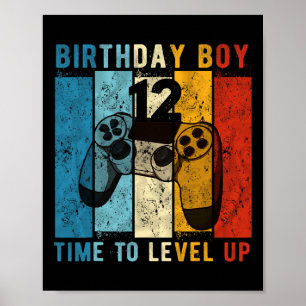 Poster Année Anniversaire Garçon 12 Temps Pour Niveau Jus