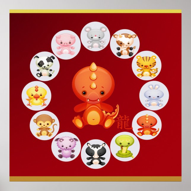 Poster Année chinoise du zodiaque du dragon (Devant)
