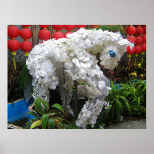Poster Année du cheval 春 節 馬 ... Topiary chinois