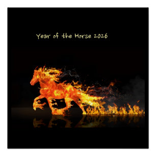Poster Année du Cheval 2026 (Cheval de Feu)