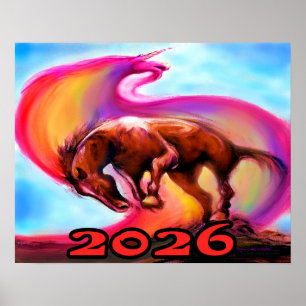Poster Année du cheval de feu 2026