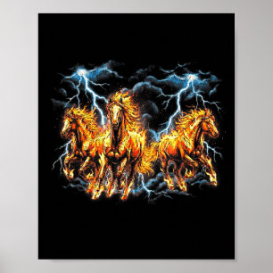 Poster Année du cheval de feu 2026 zodiaque chinois 90s v