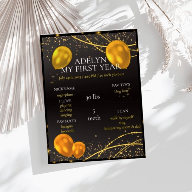 Poster "Année du premier anniversaire du bébé noir et or" (Créateur téléchargé)