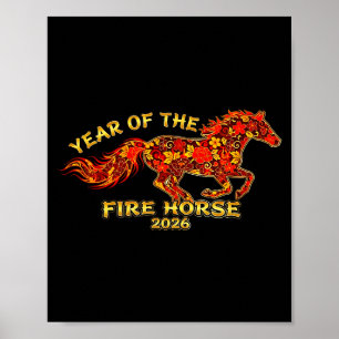 Poster Année lunaire du zodiaque chinois du cheval de feu