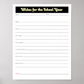 Poster Année scolaire Parents Souhaits Printemps