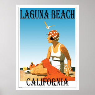 Poster Années 1920 de plage de la Californie de Laguna
