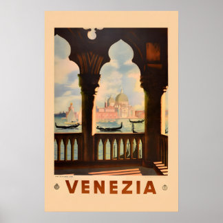 Poster Années 1930 Basilique Saint-Marc Venise Style Vint