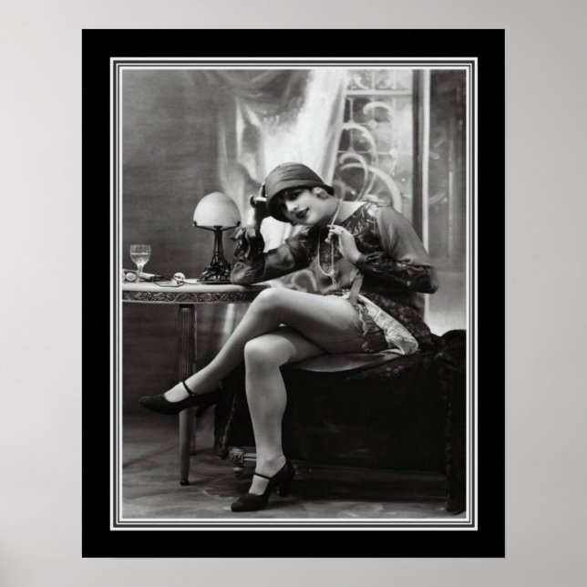 Poster Années folles Vintages B&W Imprimer 16x20 (Devant)