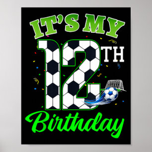Poster Anniversaire 12 ans Football Garçon Fille Enfants
