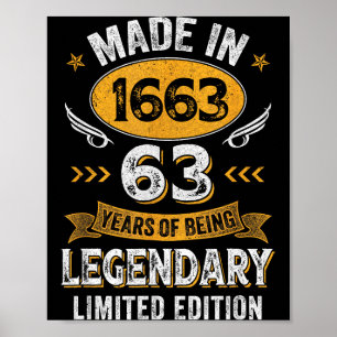 Poster Anniversaire 1963 63 ans Vintage