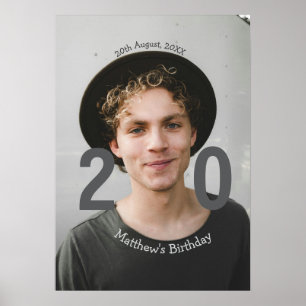 Poster anniversaire 20 ans ajoutez nom photo date homme b