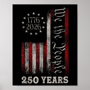 Poster Anniversaire 250 ans d'Amérique Drapeau américain