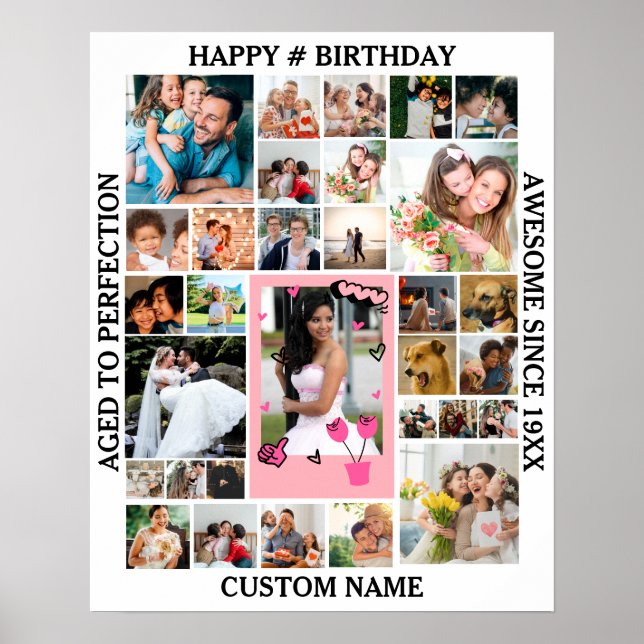 Poster Anniversaire 31 Photo Collage personnalisé (Devant)