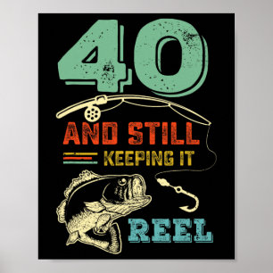 Poster Anniversaire 40 ans pêche s'éturnissant 40 pêcheur