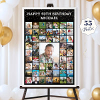 Anniversaire 55 Collage Photo Votre Texte et Coule