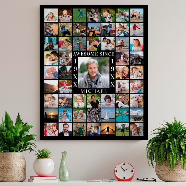 Poster Anniversaire 55 Photo Collage AWESOME DEPUIS (Créateur téléchargé)