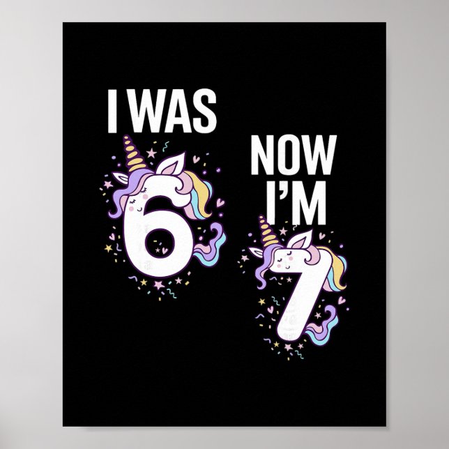 Poster Anniversaire 7 Ans J'avais 6 Ans Maintenant J'ai 7 (Devant)