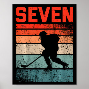 Poster Anniversaire 7 Ans Rétro Hockey Sur Glace Fille Ga