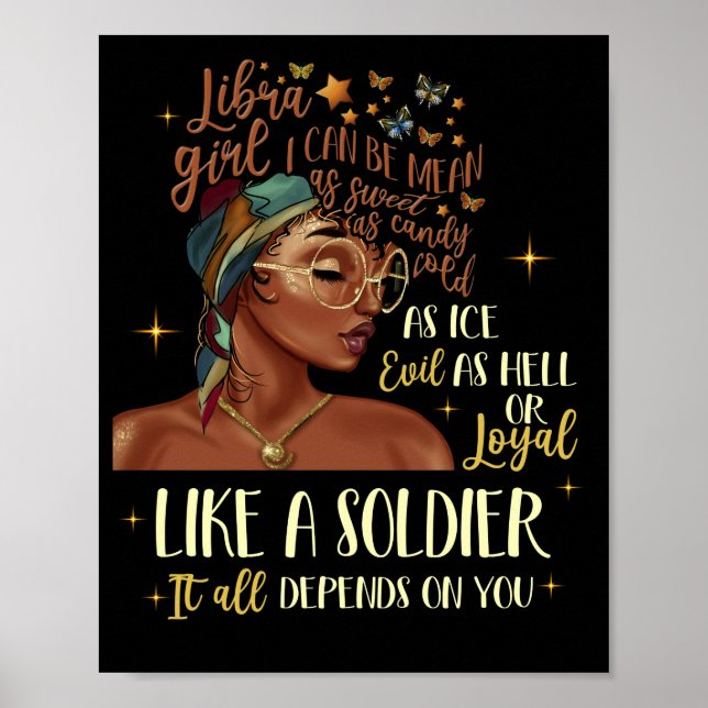 Poster Anniversaire Black Women Libra Girl 23 septembre (Devant)