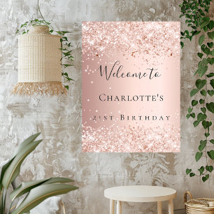 Poster Anniversaire blush rose or rose bienvenue