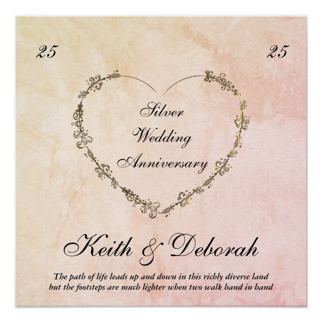 Poster Anniversaire d'argent personnalisable (Devant)