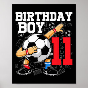 Poster Anniversaire de 11 ans pour garçons Football Socce