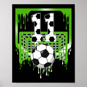 Poster Anniversaire de 11 ans Soccer Ice Cream Drip Fête
