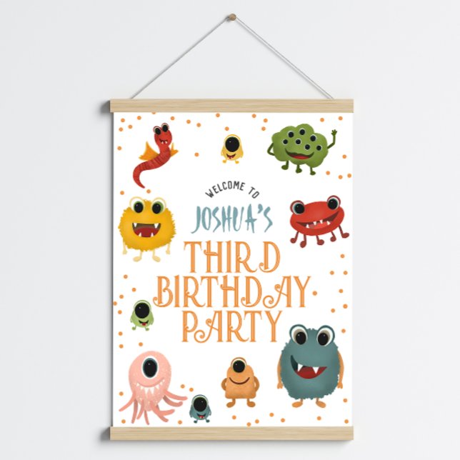 Poster Anniversaire de enfant Alien Boys Blue Monster Aff (Créateur téléchargé)