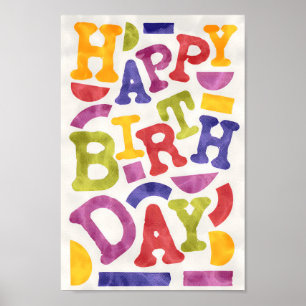 Poster Anniversaire de enfant drôle, ludique et coloré