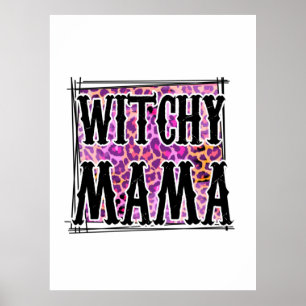 Poster Anniversaire de Halloween Leopard Witchy Mama