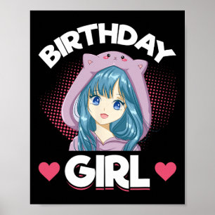 Poster Anniversaire de la fille Anime Manga Anniversaire