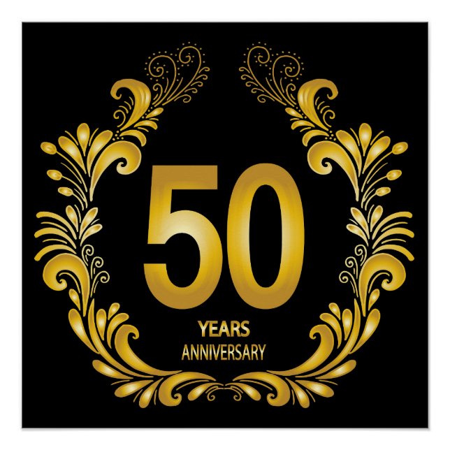 Poster Anniversaire de la Parties scintillant d'or de 50  (Devant)