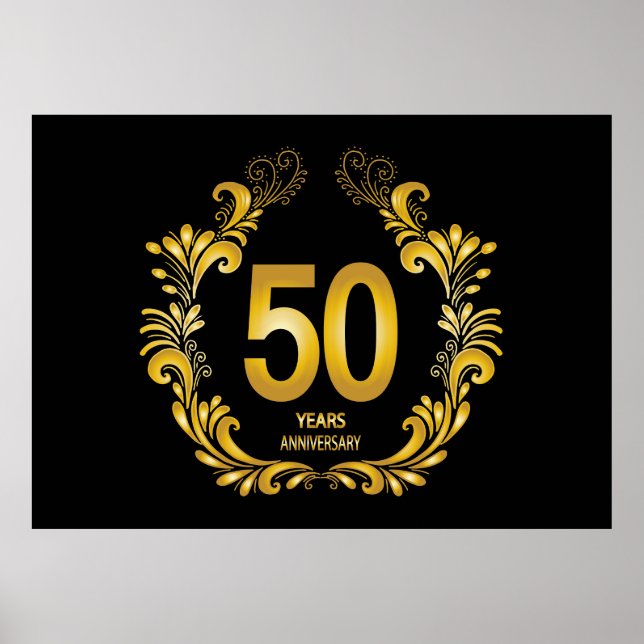 Poster Anniversaire de la Parties scintillant d'or de 50  (Devant)