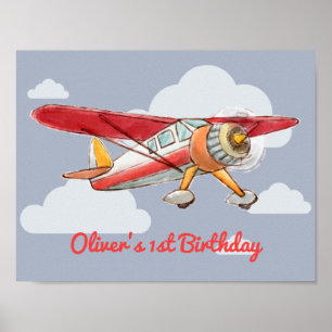 Poster Anniversaire de l'avion vintage