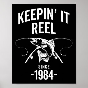 Poster Anniversaire de naissance Garder la pêche Réel Dep