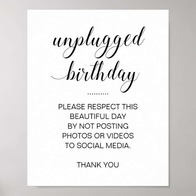 Poster Anniversaire débranché Pas de médias sociaux Photo (Devant)