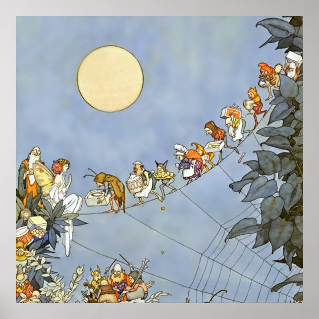 Poster "Anniversaire des fées" par Heath Robinson (Devant)
