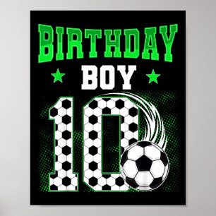 Poster Anniversaire drôle de 10 ans garçon thème foot fêt