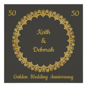 Poster Anniversaire du Mariage d'or personnalisable