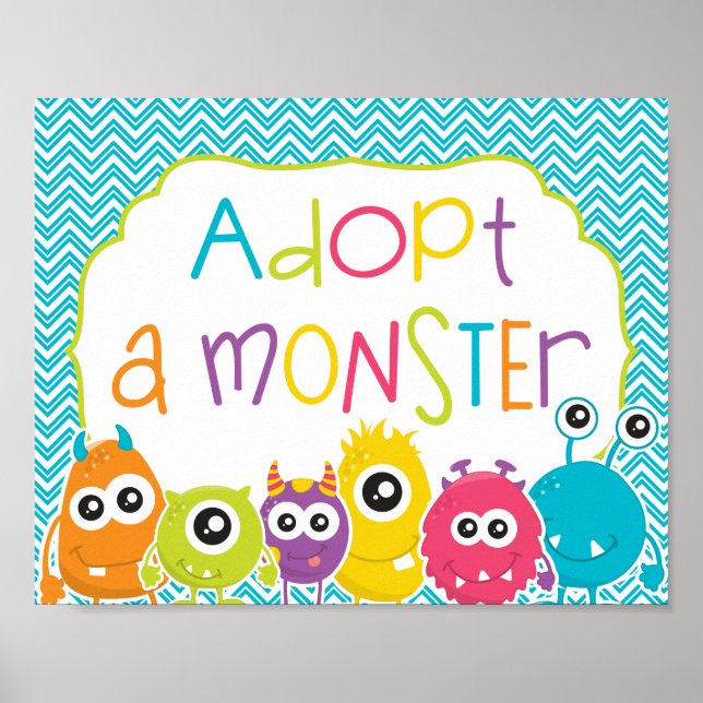 Poster Anniversaire du petit monstre Adoptez un signe mon (Devant)