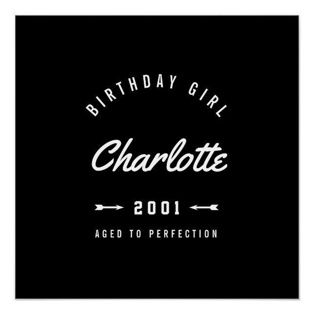 Poster Anniversaire Fille Âgée À Perfection Rétro (Devant)