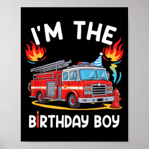 Poster Anniversaire Garçon Camion de Pompiers Bday