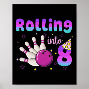 Poster Anniversaire Garçon Fille Bowling Qui entre dans 8